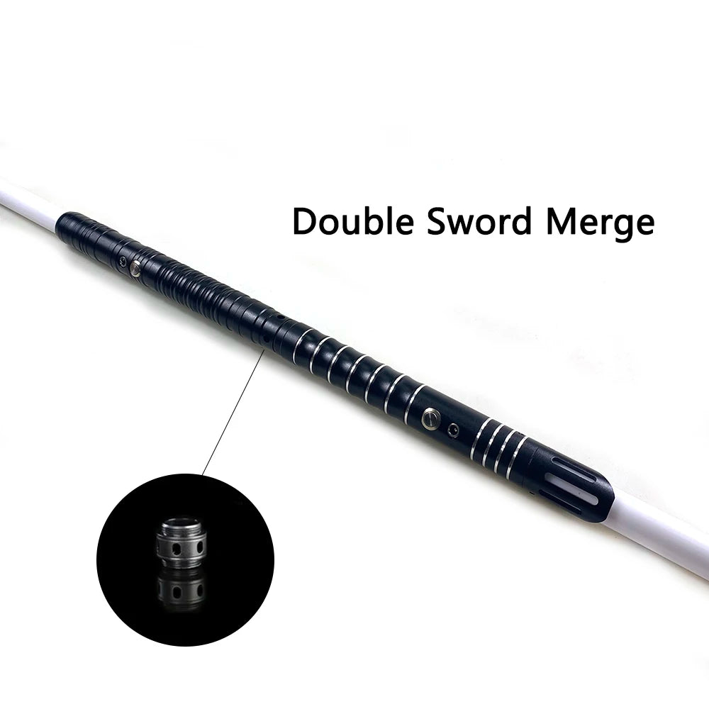 EtherealBe Star Wars cosplay saber toy with a sleek black handle and unique double sword merge feature