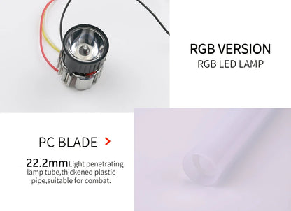 RGB LED lamp and PC blade for Star Wars cosplay saber toy, featuring thickened plastic pipe for combat.