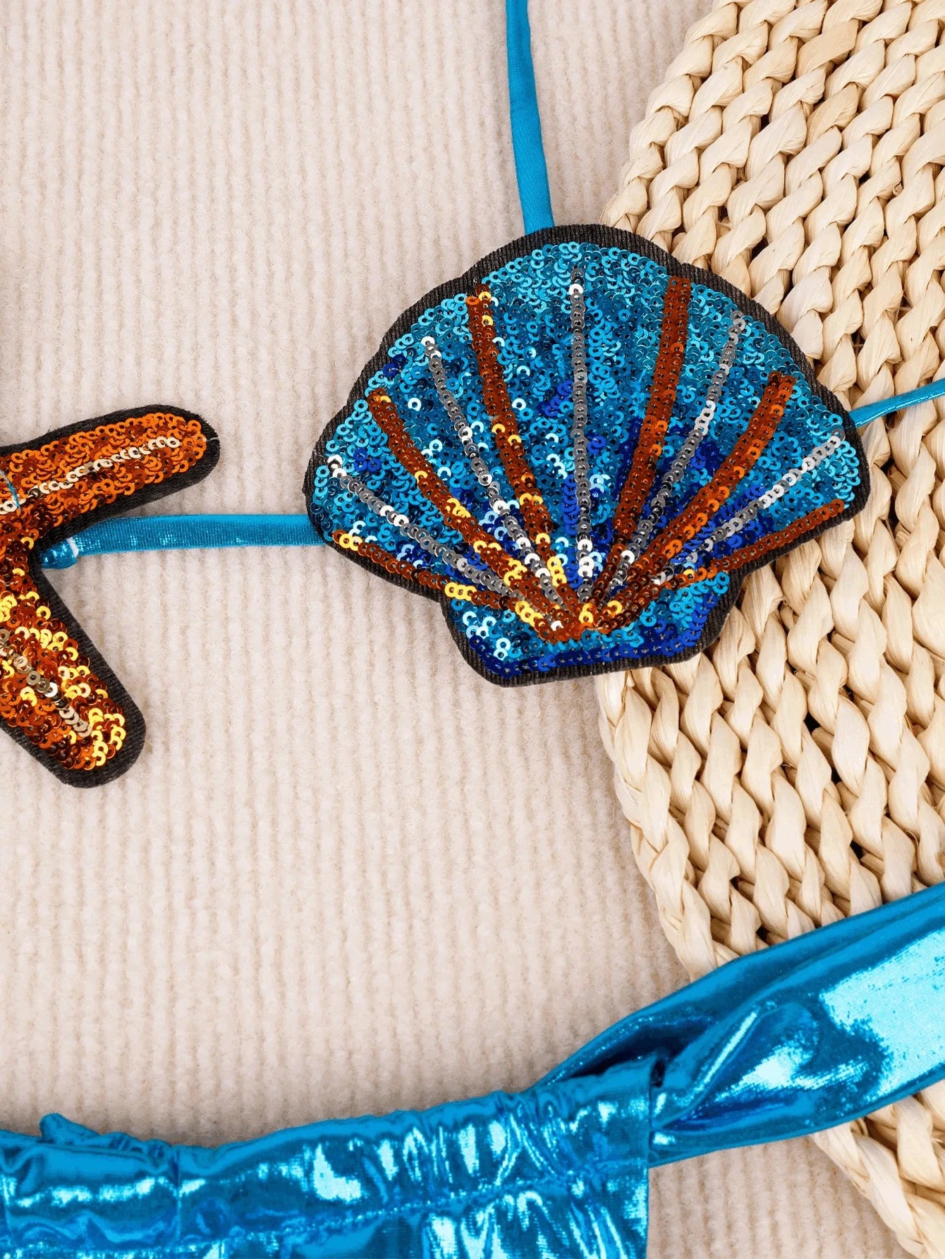 EtherealBe starfish push up bikini for women featuring sequin shell and vibrant blue colors