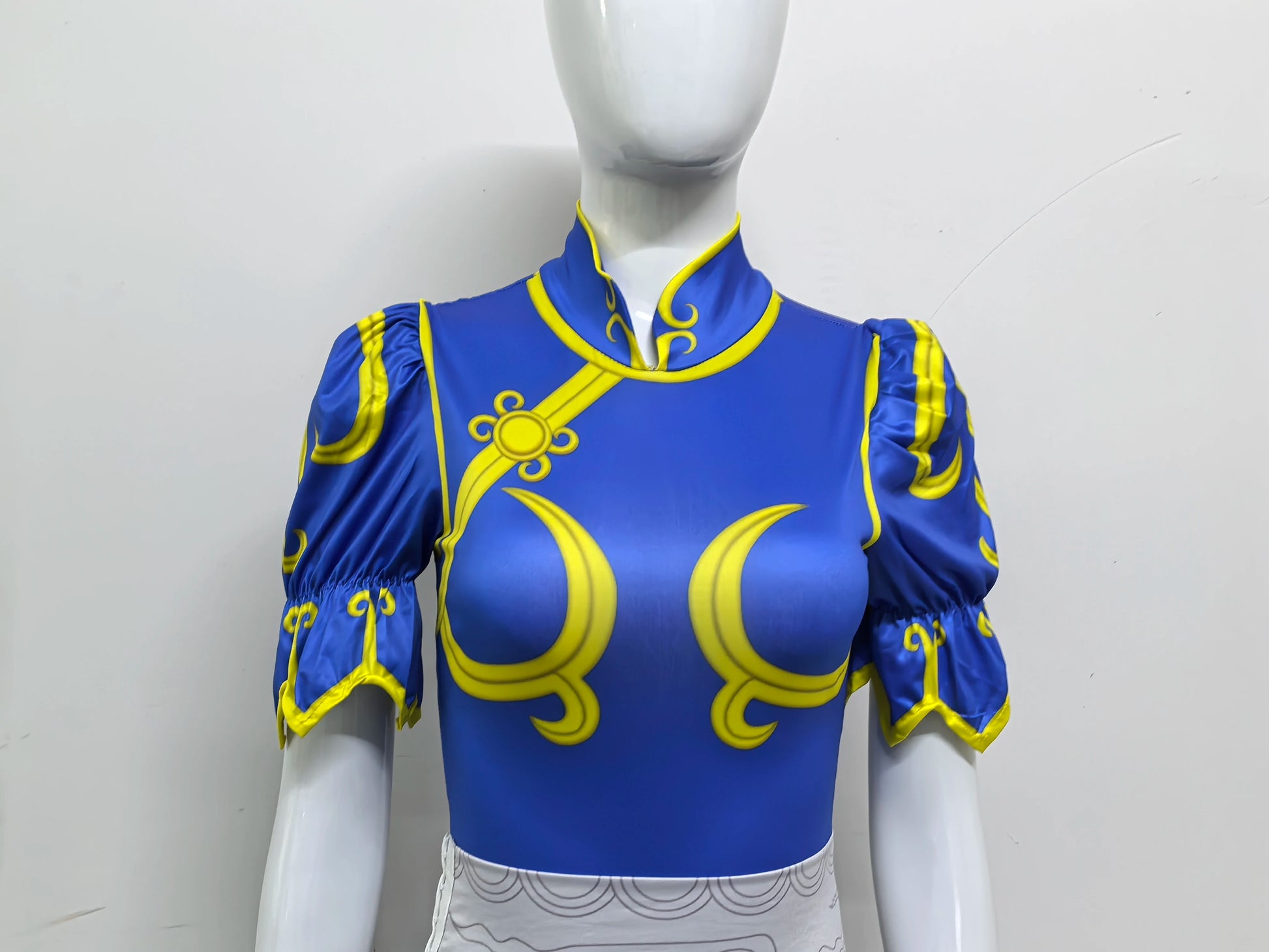 EtherealBe Street Fighter Chun Li Halloween outfit with blue and yellow detailing for themed parties