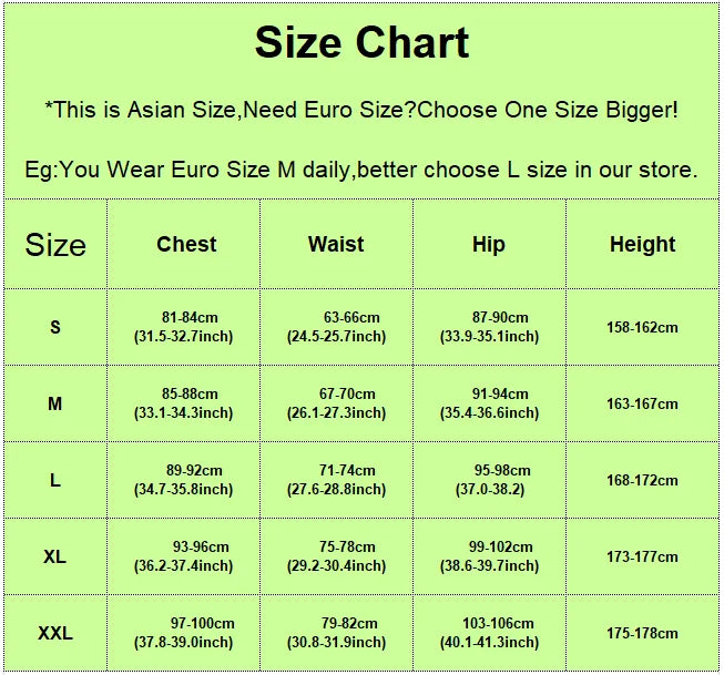 Size chart for EtherealBe Street Fighter Chun Li Halloween outfit with measurements for S to XXL