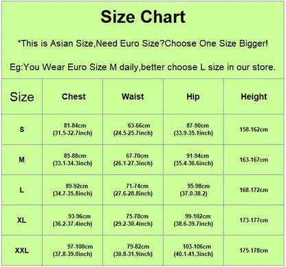 Size chart for EtherealBe Street Fighter Chun Li Halloween outfit with measurements for S to XXL