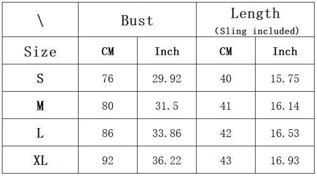 harajuku punk spider print camisole size chart showing bust and length measurements for S M L XL in cm and inches