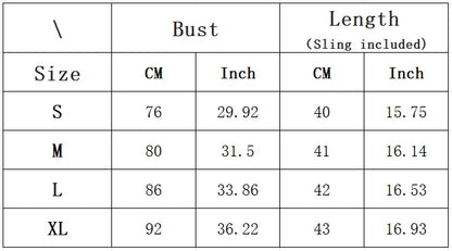 harajuku punk spider print camisole size chart showing bust and length measurements for S M L XL in cm and inches