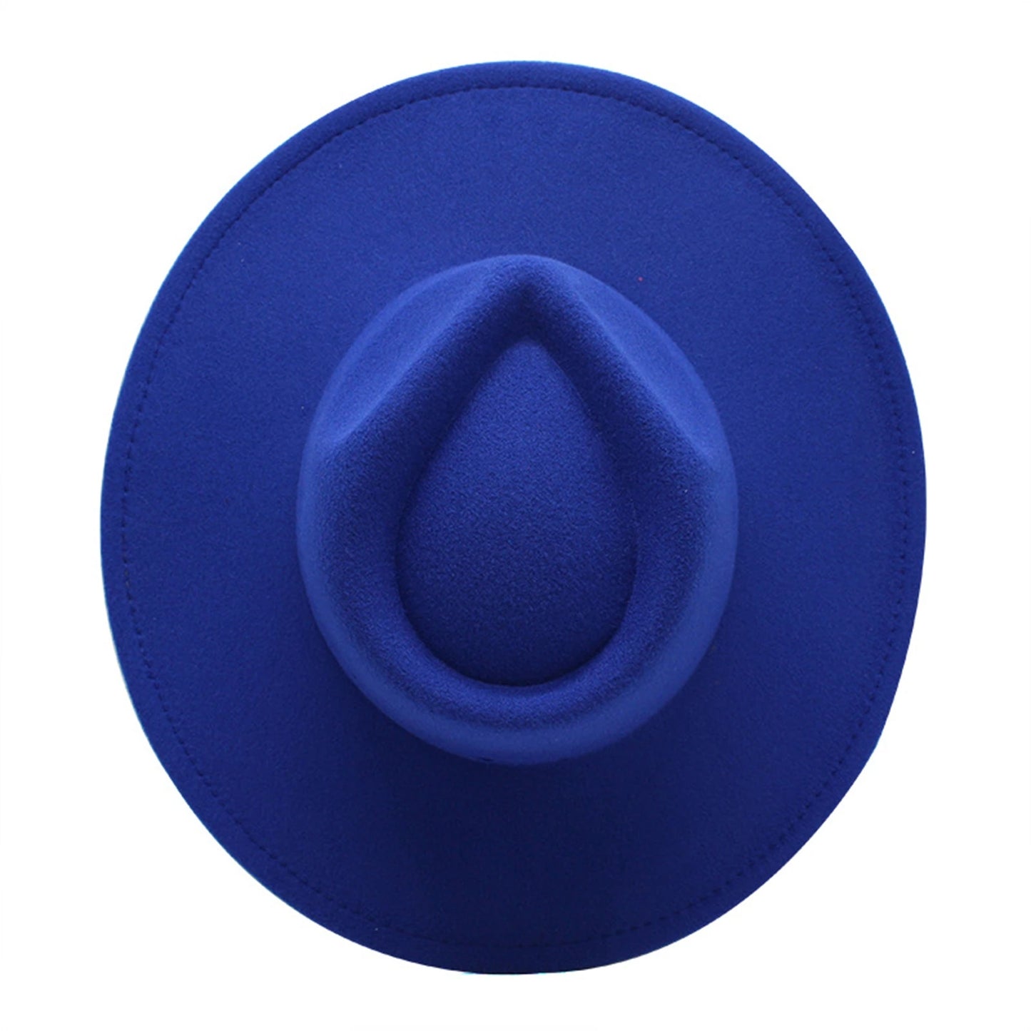 Stylish wide brim felt fedora in vibrant blue for a fashionable look
