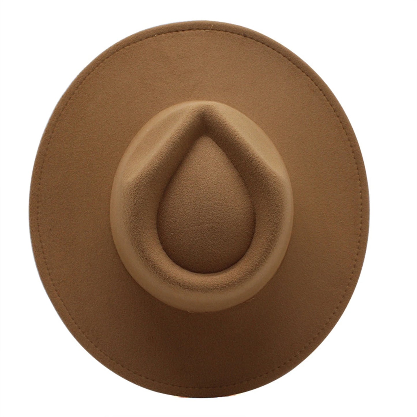 Stylish wide brim felt fedora in a warm tan color, perfect for fashion-forward looks