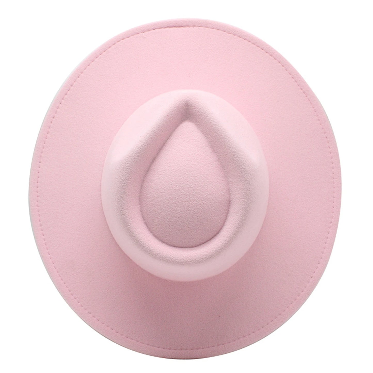 Pink stylish wide brim felt fedora with a unique crown design for fashionable outfits