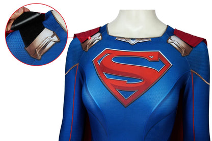EtherealBe Supergirl Kara Zor Halloween costume cosplay featuring detailed emblem and shoulder accents