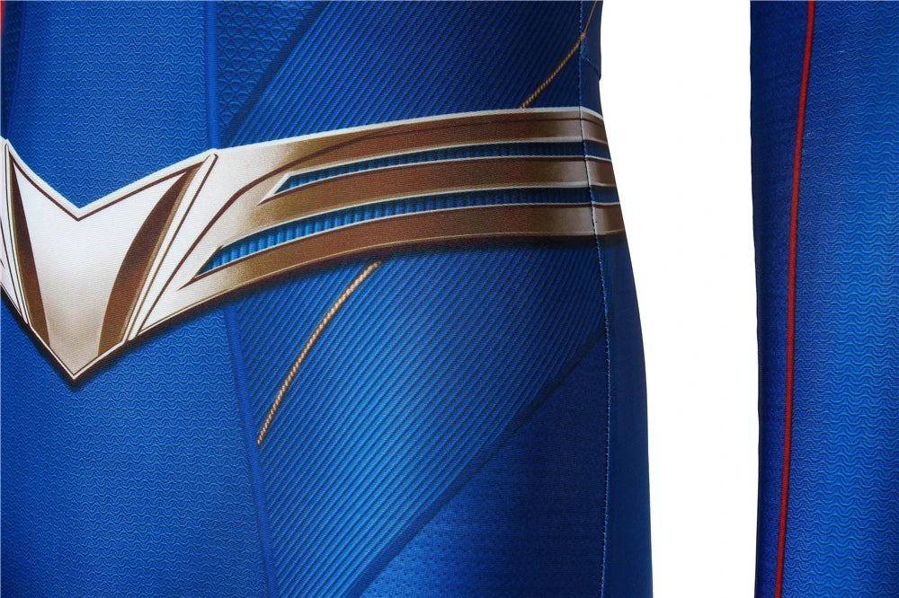 EtherealBe Supergirl Kara Zor Halloween costume cosplay with detailed blue fabric and golden belt design