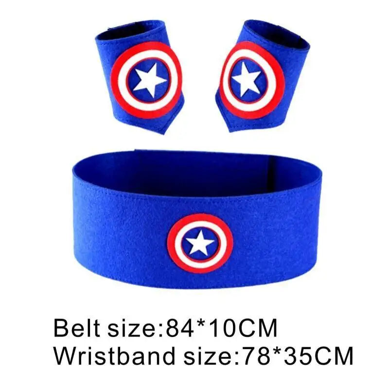 Avengers LED light up costume mask for kids blue headband and wristbands with Captain America shield emblems