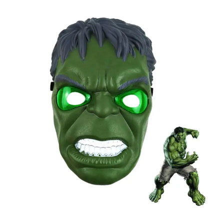 EtherealBe green Hulk face mask with glowing green eyes and snarling teeth Avengers LED light up costume mask for kids.