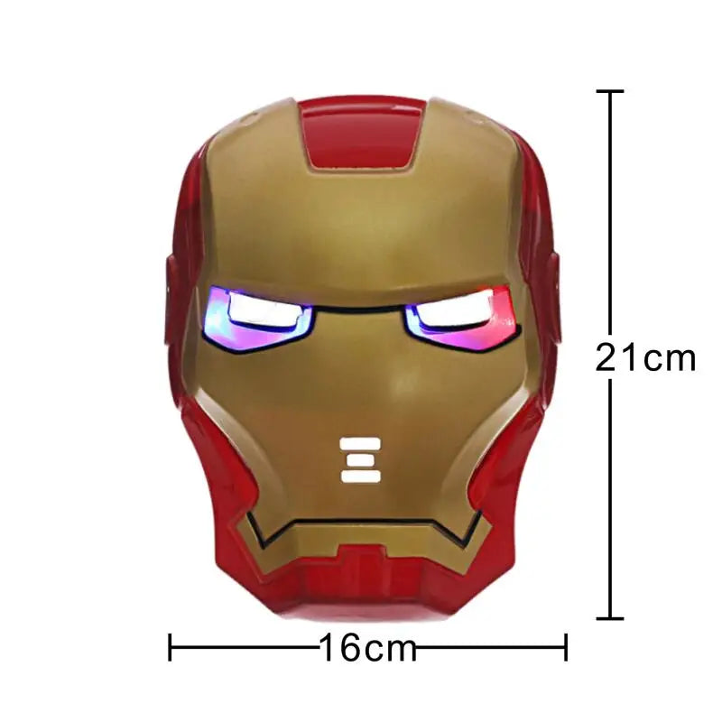 Avengers LED light up costume mask for kids Iron Man red and gold helmet with glowing eye LEDs 21 cm tall 16 cm wide