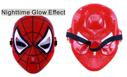 Avengers LED light up costume mask for kids red Spider Man style front and back with adjustable strap and battery pack