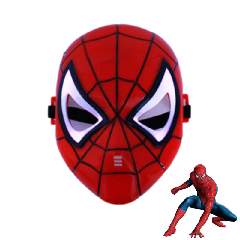 Red Spider Man mask with web pattern and glowing eyes Avengers LED light up costume mask for kids