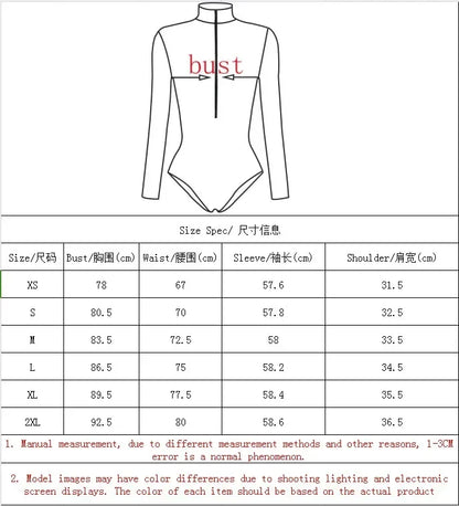 Size chart for superhero cosplay costumes for women with bust, waist, sleeve, and shoulder measurements