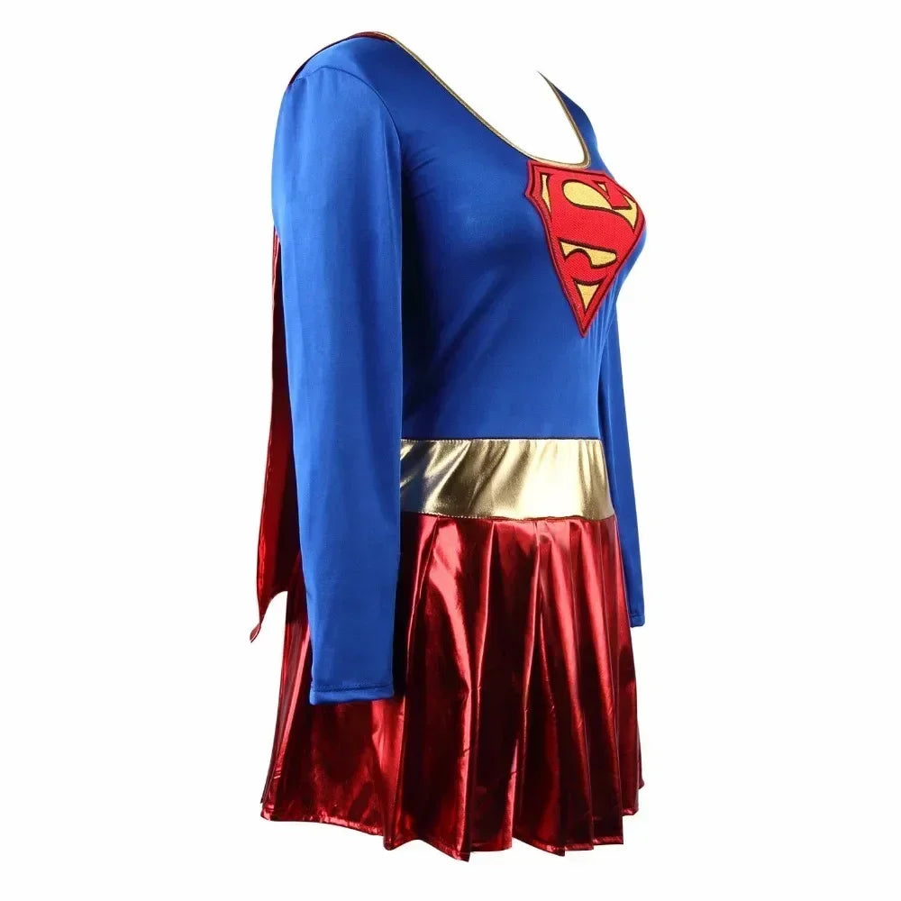 EtherealBe superwoman Halloween cosplay costume with blue top and red skirt for fun dress-up events