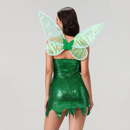 EtherealBe Tinker Bell fairy costume Halloween featuring sparkly green dress and shimmering wings