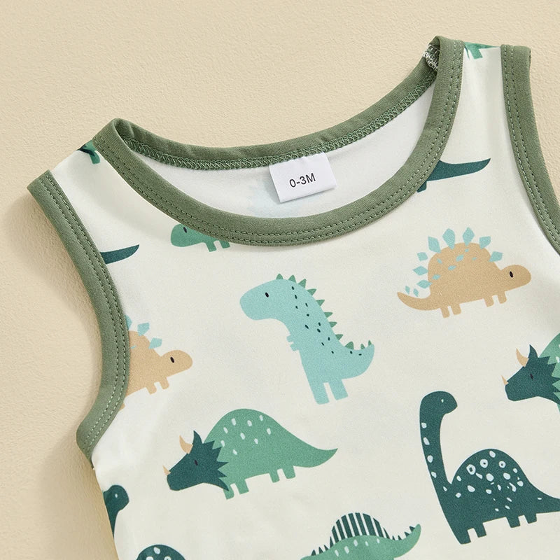 Cute toddler girl floral romper with colorful dinosaur prints designed for playful comfort