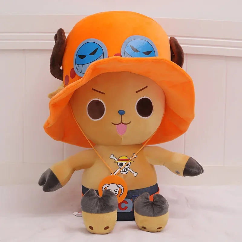 Tony Tony Chopper plush doll with orange hat and cute facial expression for anime fans