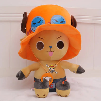 Tony Tony Chopper plush doll with orange hat and cute facial expression for anime fans
