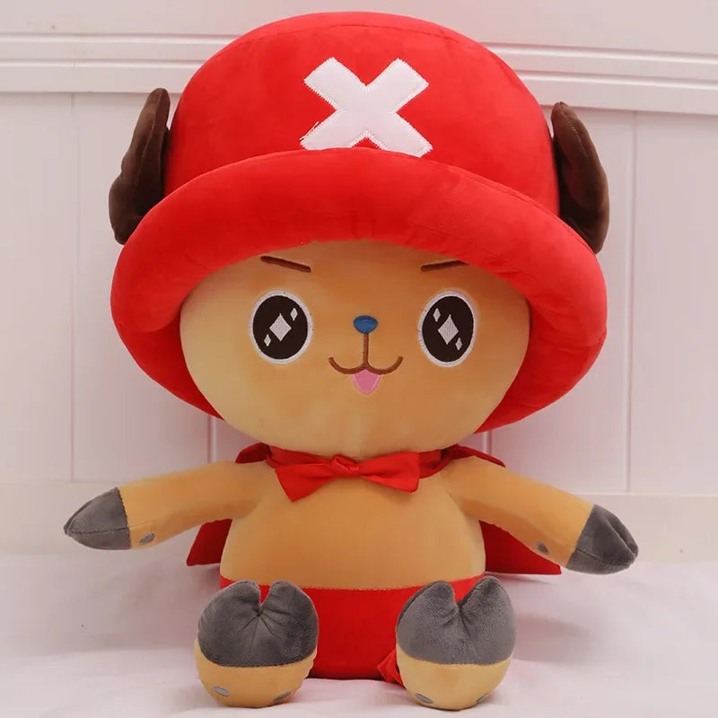 Tony Tony Chopper plush doll in a cute design with red hat and bow tie for anime fans