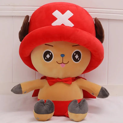 Tony Tony Chopper plush doll in a cute design with red hat and bow tie for anime fans