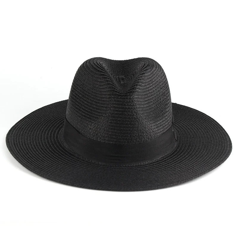 EtherealBe trendy straw fedora hat in black with a wide brim and sleek design for stylish outfits