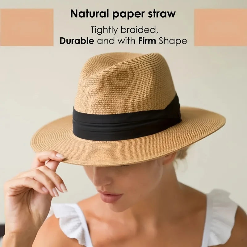 Trendy straw fedora hat made of natural paper straw with a durable and firm shape