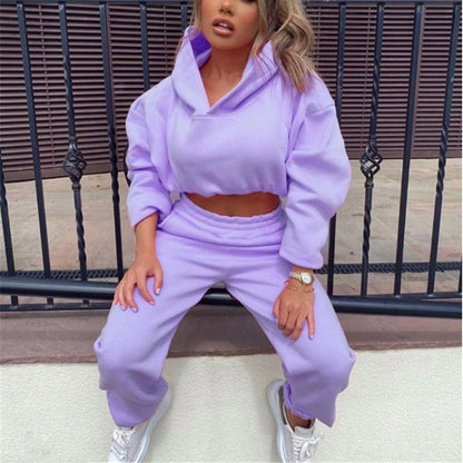Trendy women's hoodie and joggers set in lavender perfect for casual wear or lounging