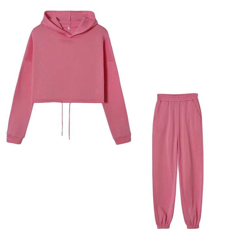 EtherealBe trendy women's hoodie and joggers set in pink, perfect for casual comfort and style.