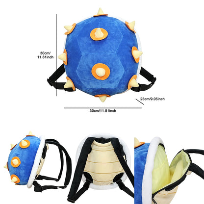 Unique Super Mario character backpack shaped like a spiked blue shell with comfortable straps