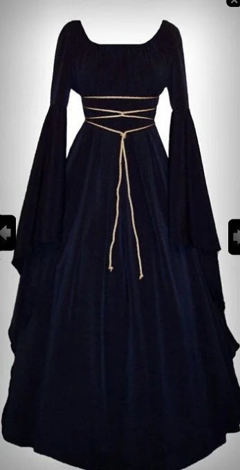 Elegant vampire bride cosplay costume with flowing sleeves and a stylish lace-up waist design