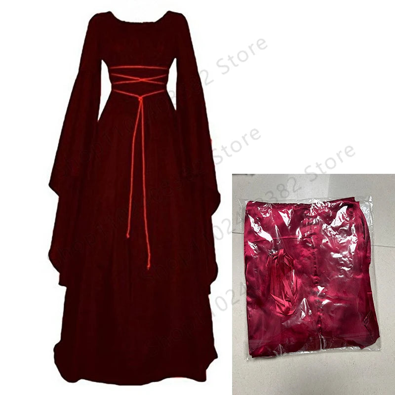 EtherealBe vampire bride cosplay costume in deep red with flowing sleeves and a stylish design