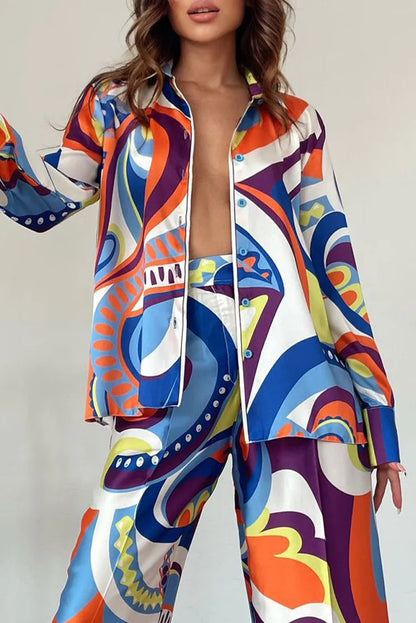 EtherealBe Abstract loose legged 2 piece set for women in vibrant multi-color design