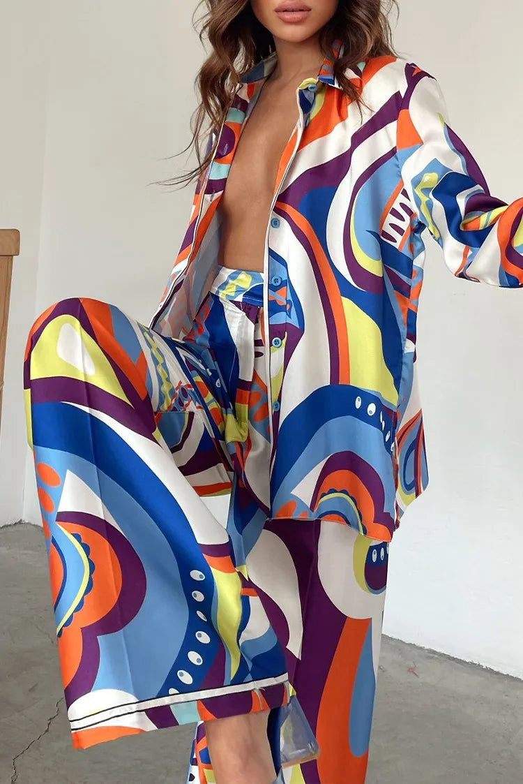 Colorful EtherealBe abstract loose legged 2 piece set for women with a stylish design