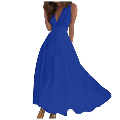 EtherealBe chic sleeveless summer dress in blue, perfect for warm weather occasions and casual outings