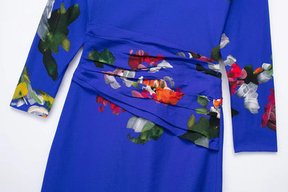 EtherealBe elegant floral evening dresses for women featuring a vibrant blue design with colorful floral prints