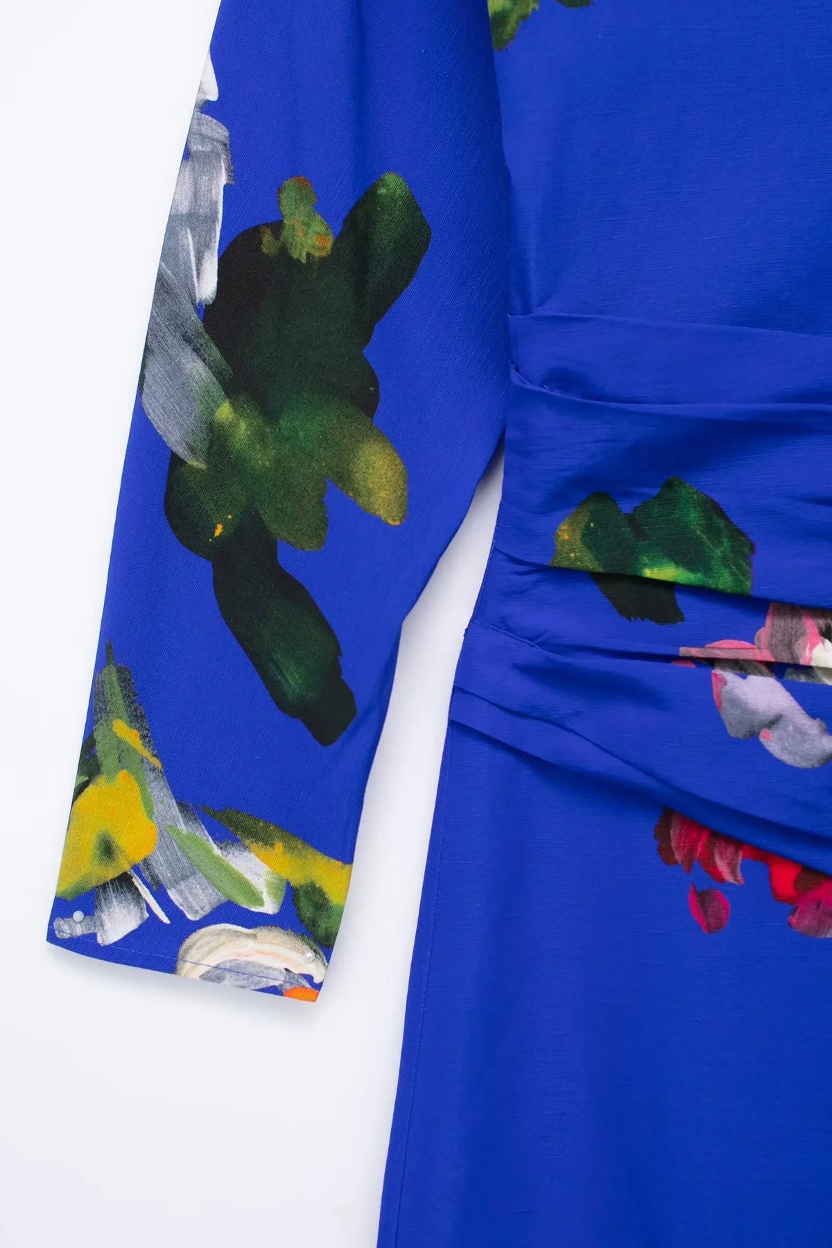 EtherealBe elegant floral evening dresses for women featuring vibrant blue fabric and artistic floral patterns