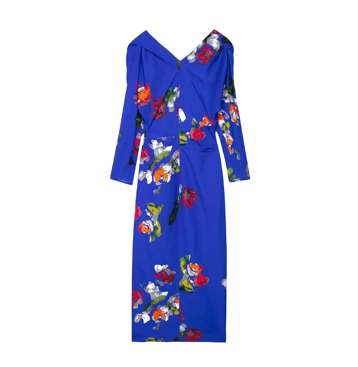 EtherealBe elegant floral evening dresses for women in blue with vibrant floral patterns