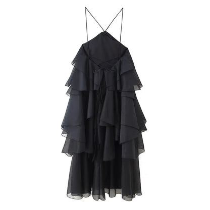 EtherealBe elegant layered decorative dress with a flowy design and adjustable straps for special occasions