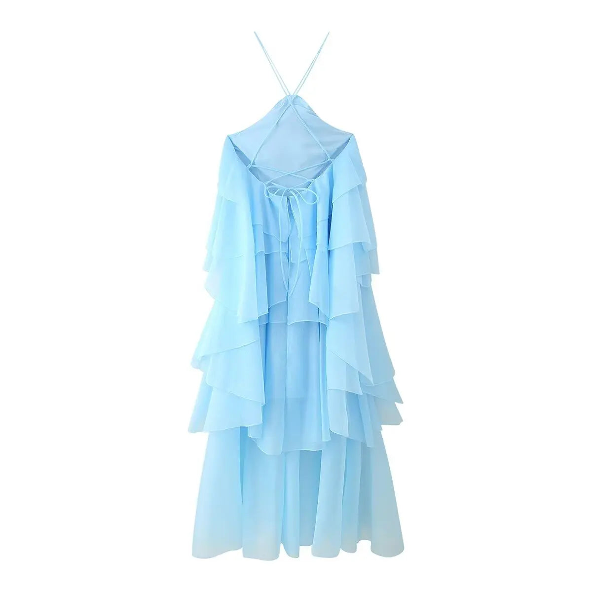 EtherealBe elegant layered decorative dress in light blue with tiered layers and a soft silhouette