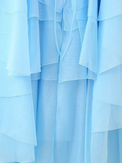 EtherealBe elegant layered decorative dress in light blue with flowing layers for a graceful look