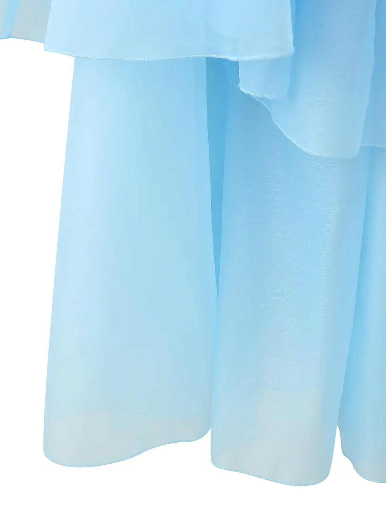 Light blue elegant layered decorative dress with soft flowing fabric for stylish occasions