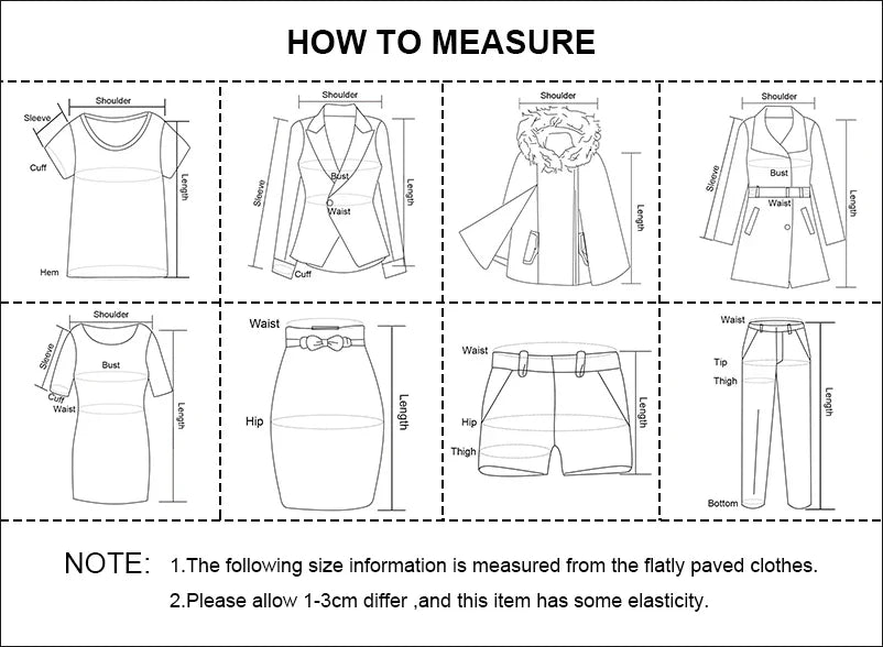Measurement guide illustrating how to measure for an elegant layered decorative dress