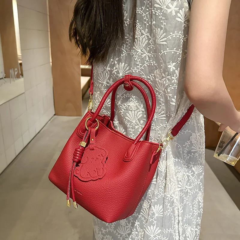 Red leather handbag from EtherealBe, perfect fashionable work bags for women with stylish design