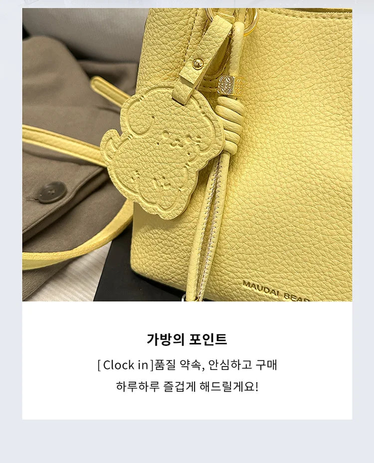 EtherealBe Yellow Handbag with Cute Keychain, Stylish and practical fashionable work bags for women