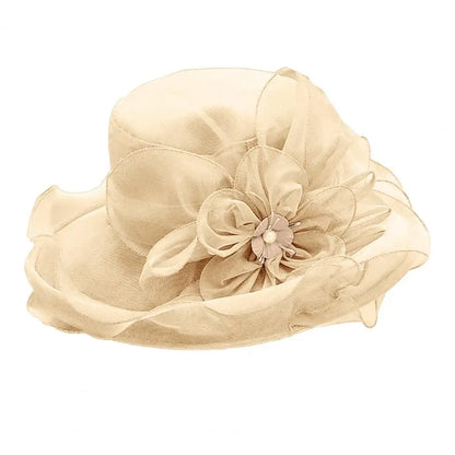 EtherealBe vintage ladies summer beach hat with delicate flower embellishment for sunny outings