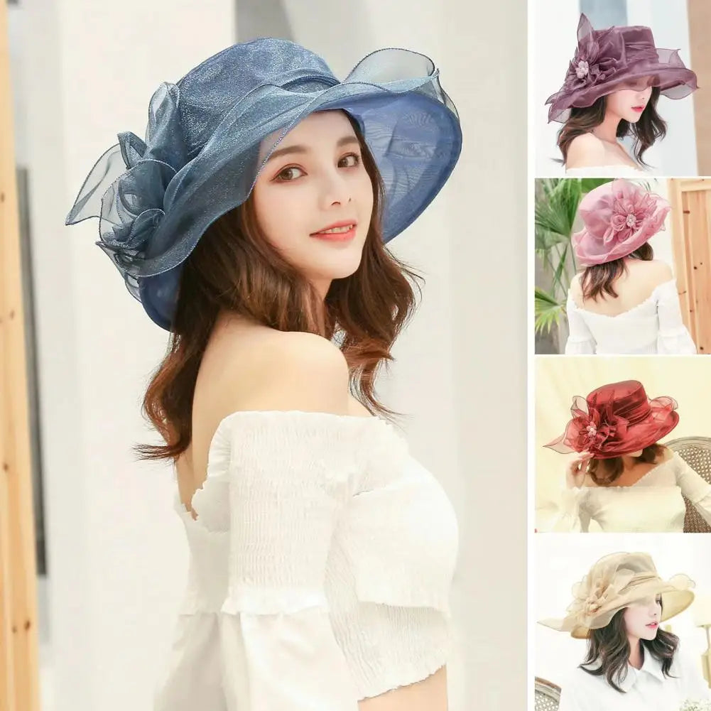 EtherealBe vintage ladies summer beach hat with elegant floral accents for stylish sun protection