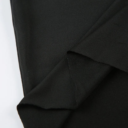 EtherealBe close up of black long sleeve mini dress knit fabric showing folded hem detail