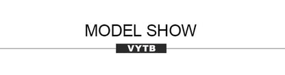 EtherealBe model show banner with centered MODEL SHOW text and brand label VYTB for black long sleeve mini dress